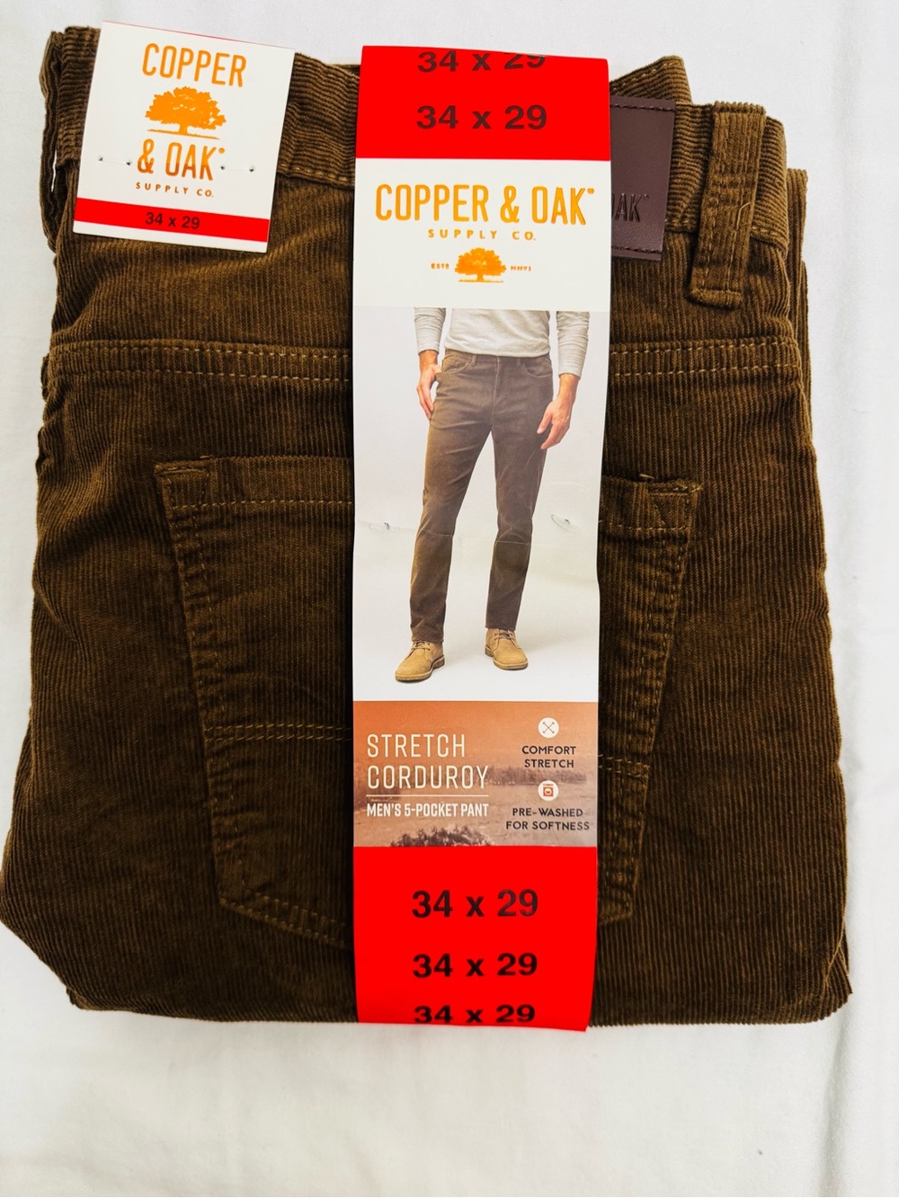 Copper & Oak Men's Stretch Corduroy Pants — Brown